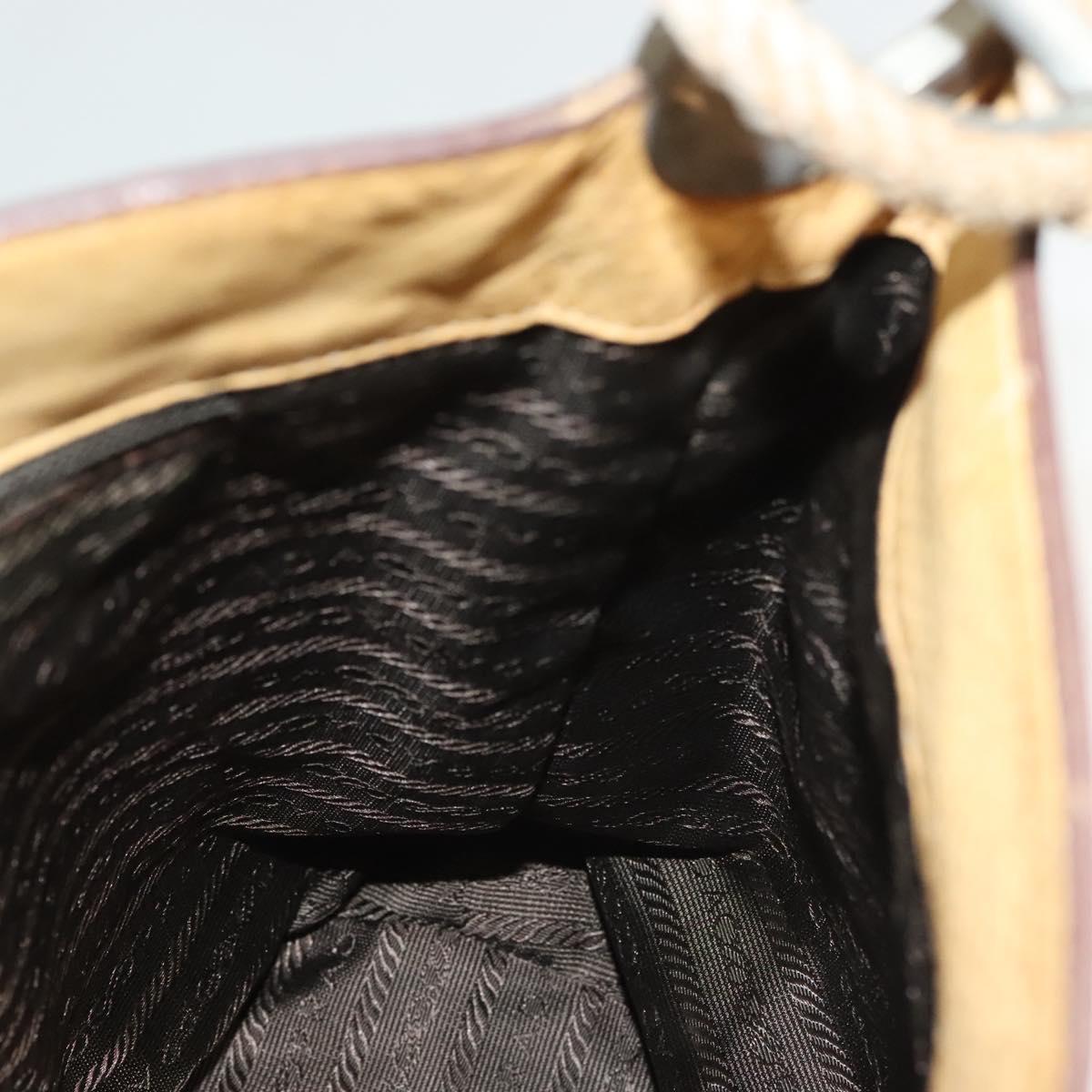 PRADA Shoulder Bag Leather Beige Auth 129420