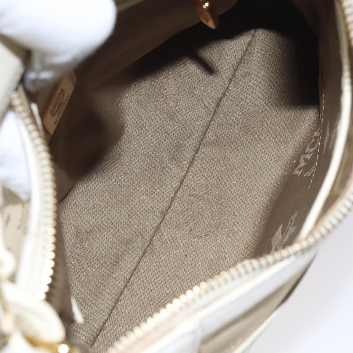 MCM Vicetos Logogram Shoulder Bag Canvas Beige Gold Auth 129427