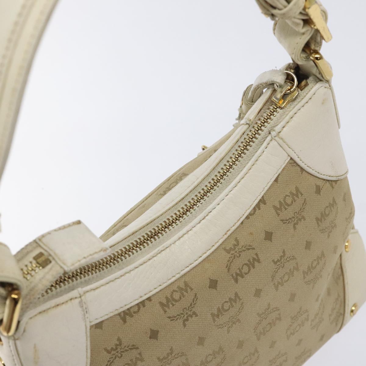 MCM Vicetos Logogram Shoulder Bag Canvas Beige Gold Auth 129427