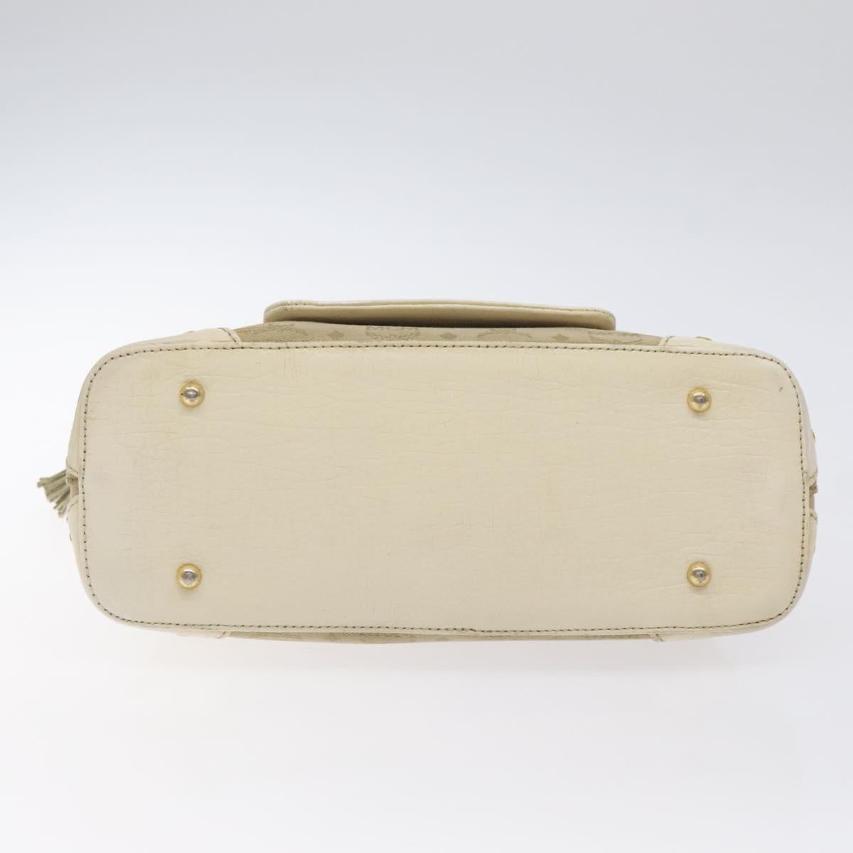 MCM Vicetos Logogram Shoulder Bag Canvas Beige Gold Auth 129427