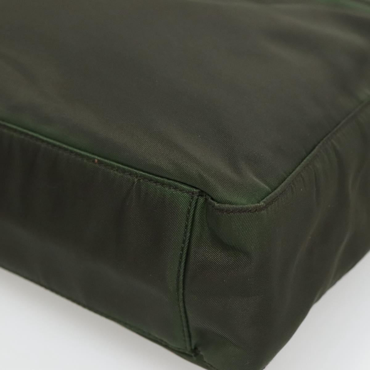 PRADA Shoulder Bag Nylon Khaki Silver Auth 129429