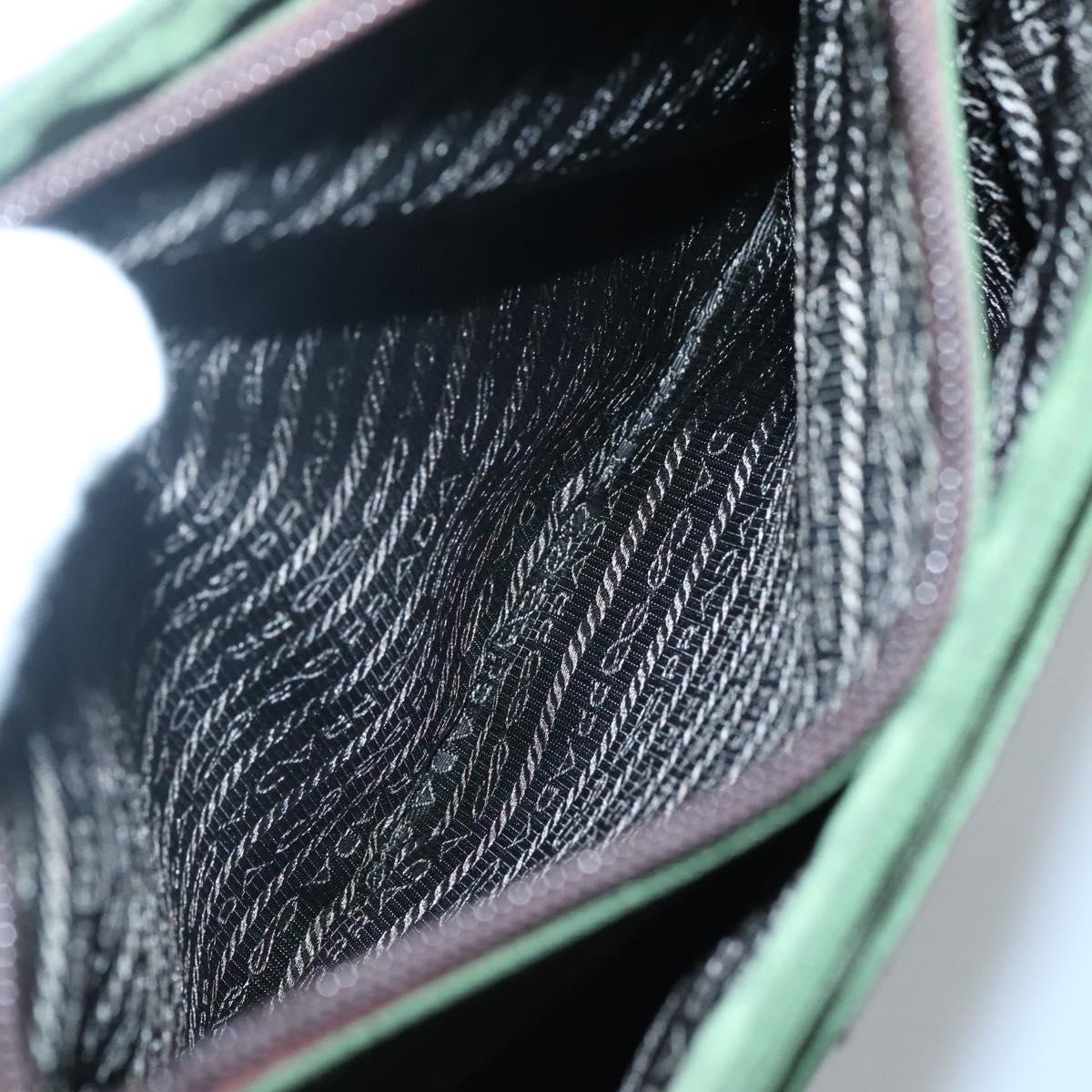 PRADA Shoulder Bag Nylon Khaki Silver Auth 129429