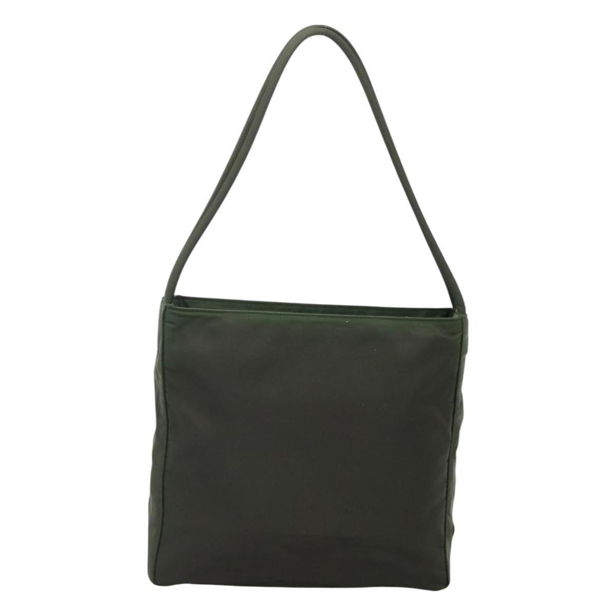PRADA Shoulder Bag Nylon Khaki Silver Auth 129429