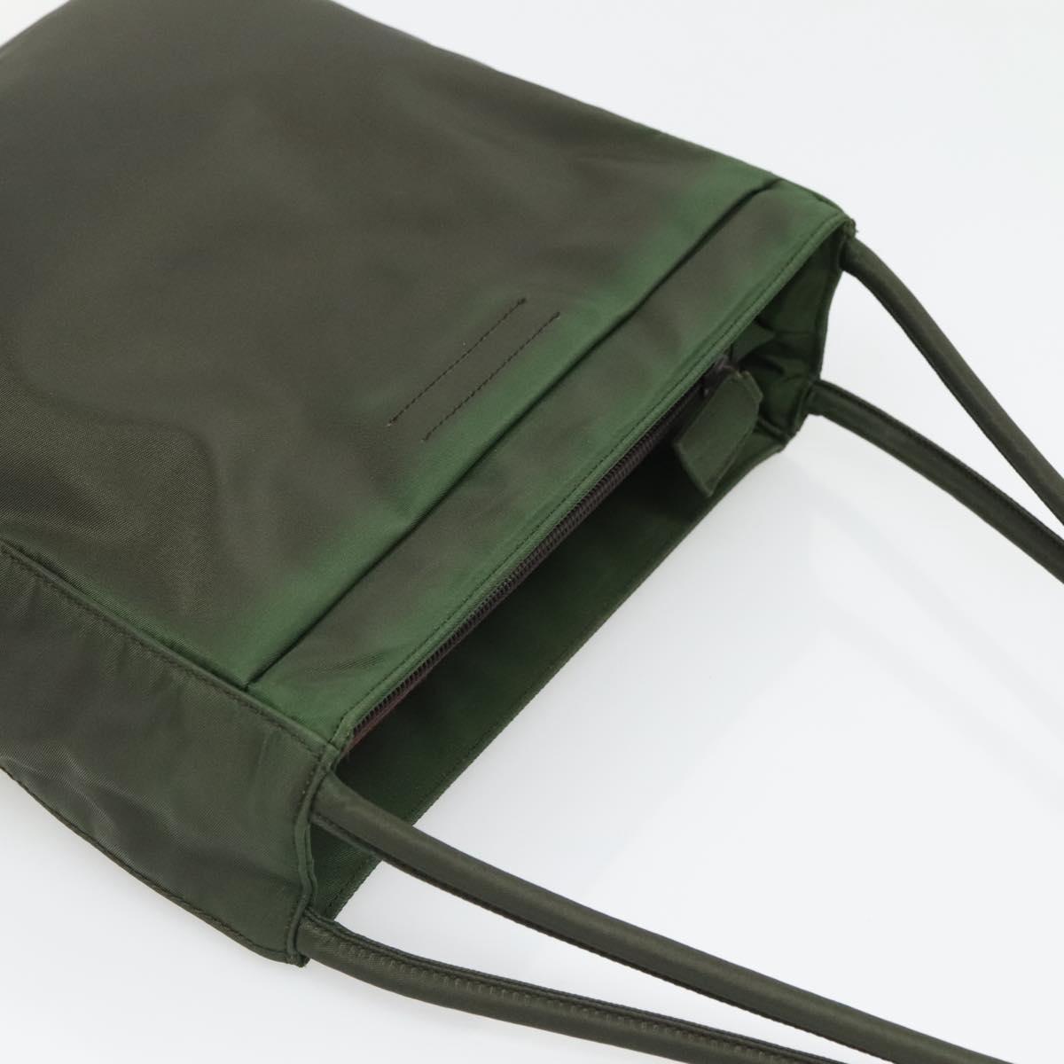 PRADA Shoulder Bag Nylon Khaki Silver Auth 129429
