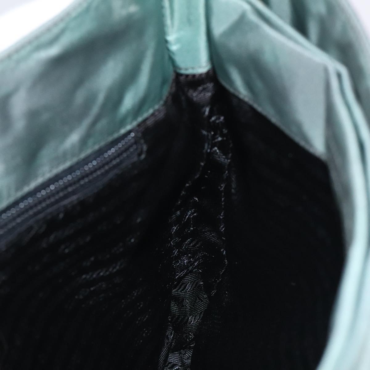 PRADA Shoulder Bag Nylon Green Silver Auth 129439