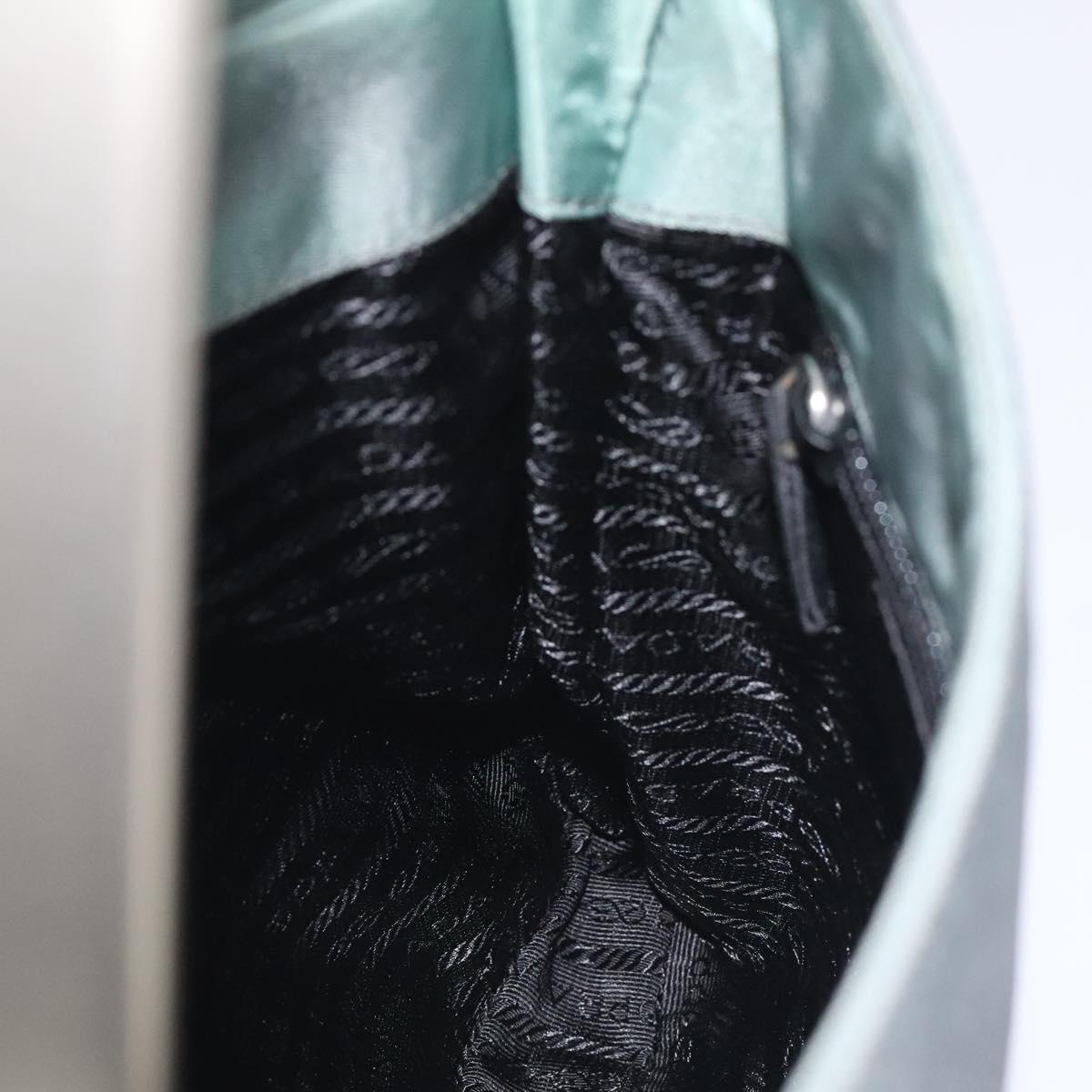 PRADA Shoulder Bag Nylon Green Silver Auth 129439