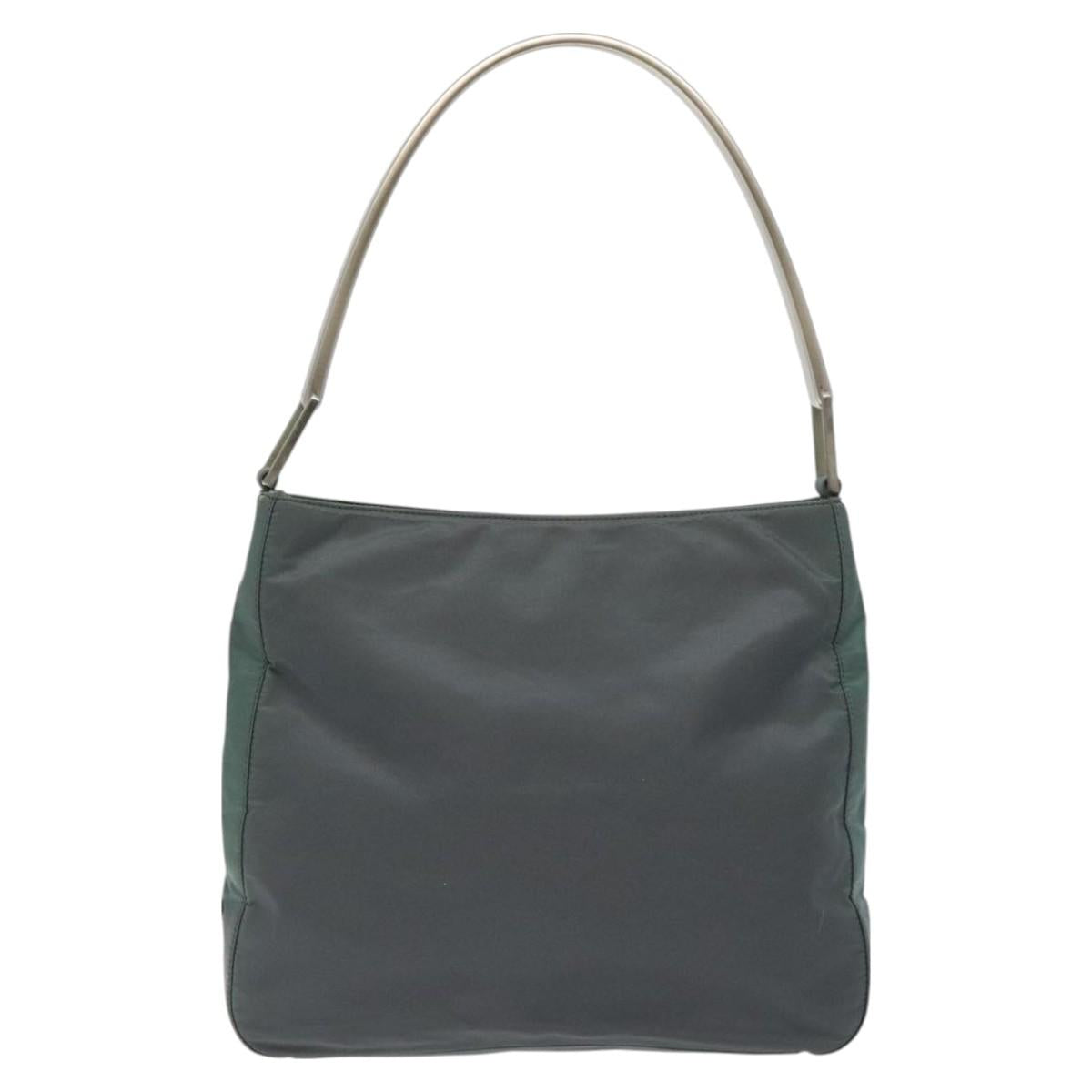 PRADA Shoulder Bag Nylon Green Silver Auth 129439