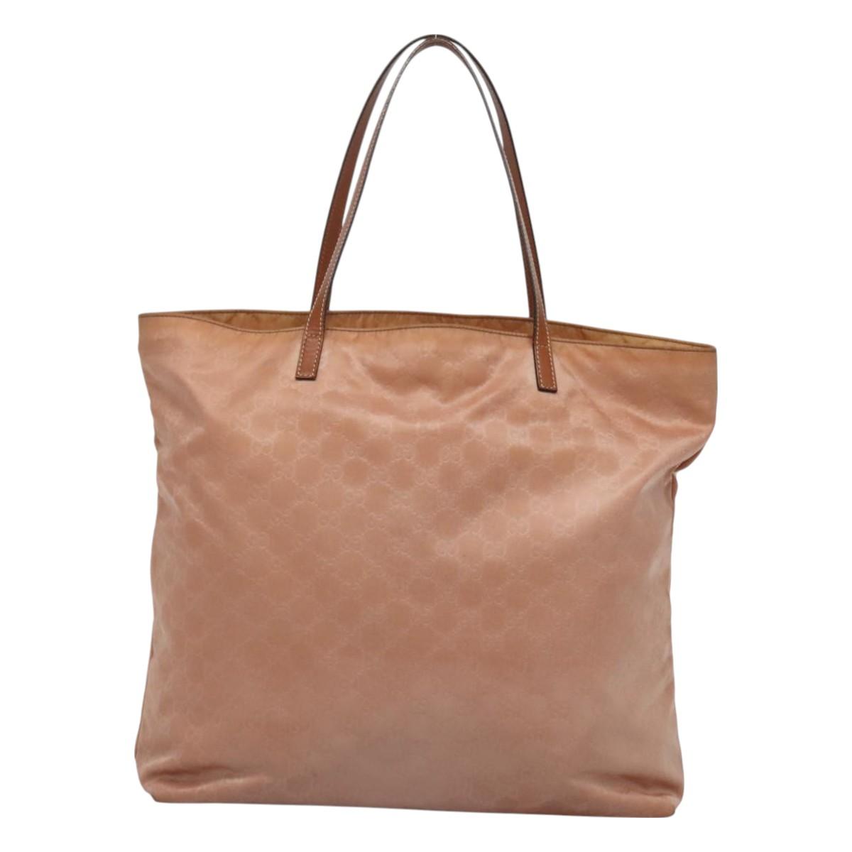 GUCCI GG Canvas Tote Bag Nylon Pink Gold 295252 Auth 129450
