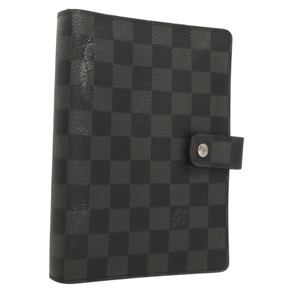 LOUIS VUITTON Damier Graphite Agenda MM Day Planner Cover R20242 LV Auth 129464