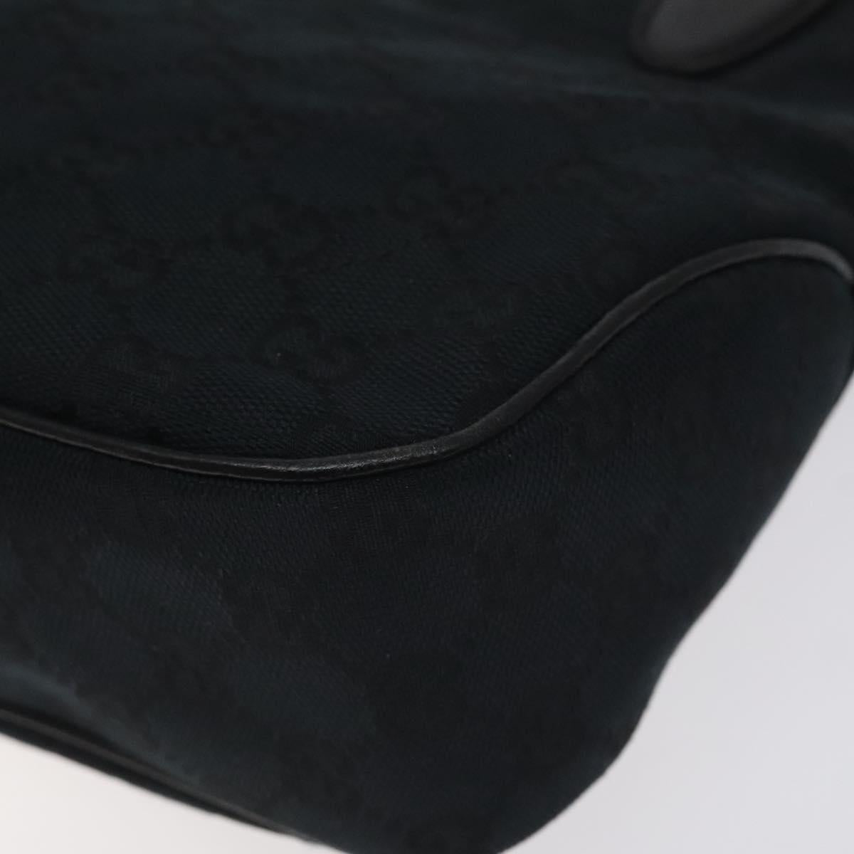 GUCCI GG Canvas Jackie Hand Bag Black Silver 145817 Auth 129466