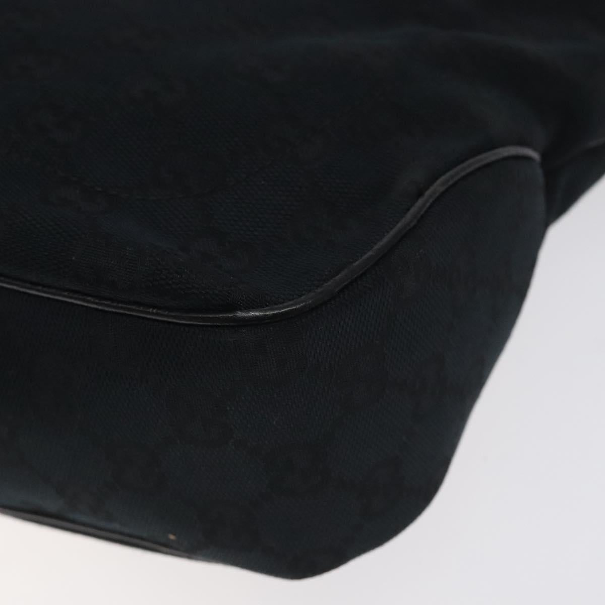 GUCCI GG Canvas Jackie Hand Bag Black Silver 145817 Auth 129466