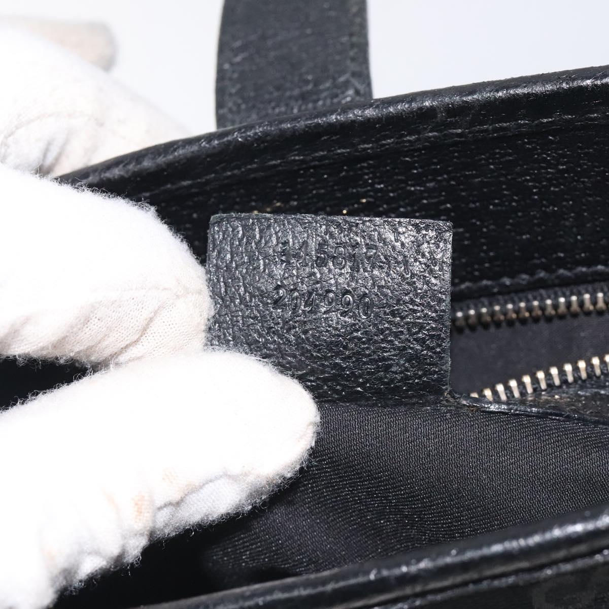 GUCCI GG Canvas Jackie Hand Bag Black Silver 145817 Auth 129466