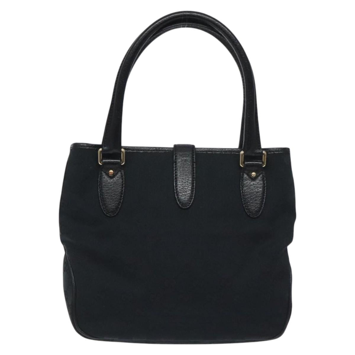 GUCCI GG Canvas Jackie Hand Bag Black Silver 145817 Auth 129466