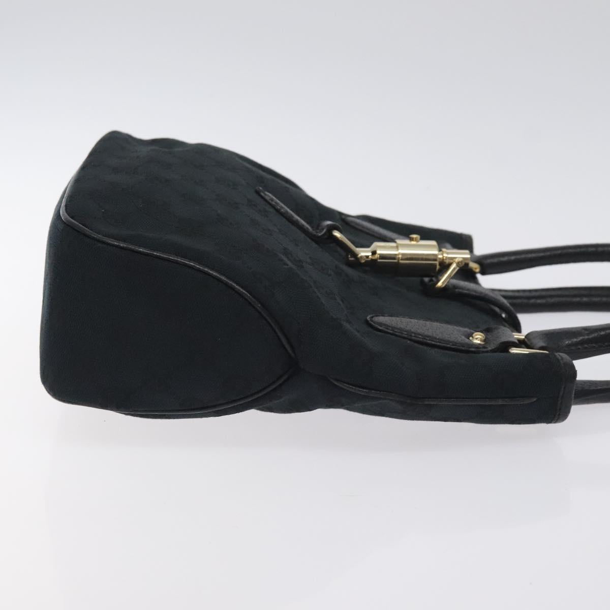 GUCCI GG Canvas Jackie Hand Bag Black Silver 145817 Auth 129466
