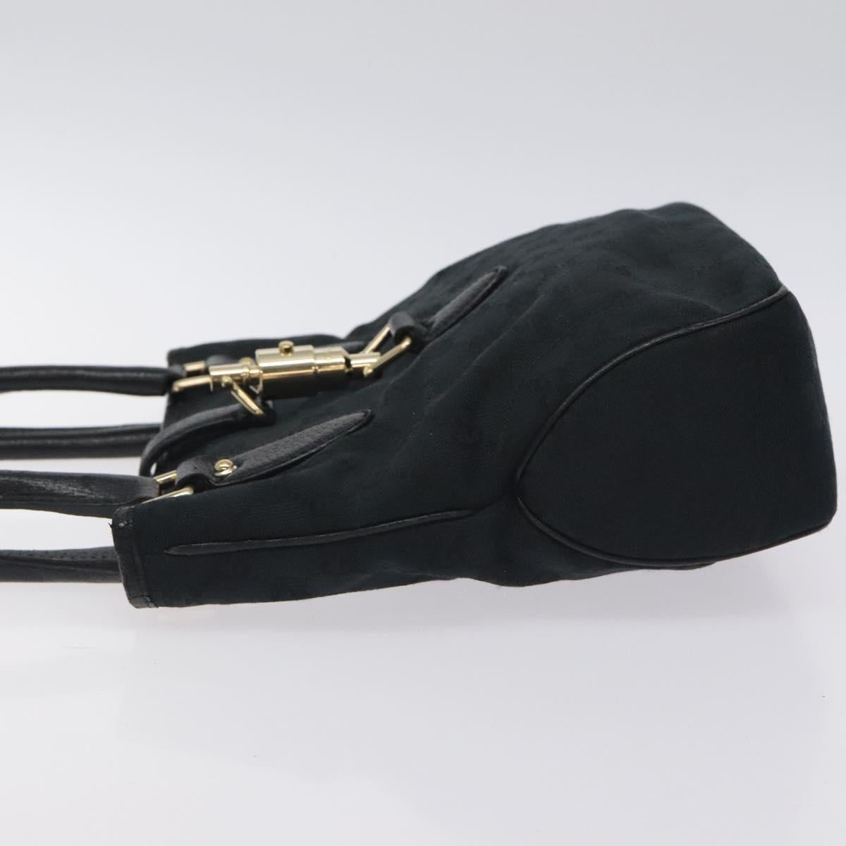GUCCI GG Canvas Jackie Hand Bag Black Silver 145817 Auth 129466