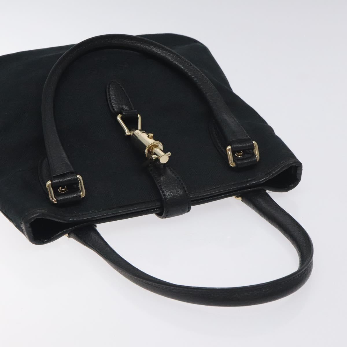 GUCCI GG Canvas Jackie Hand Bag Black Silver 145817 Auth 129466