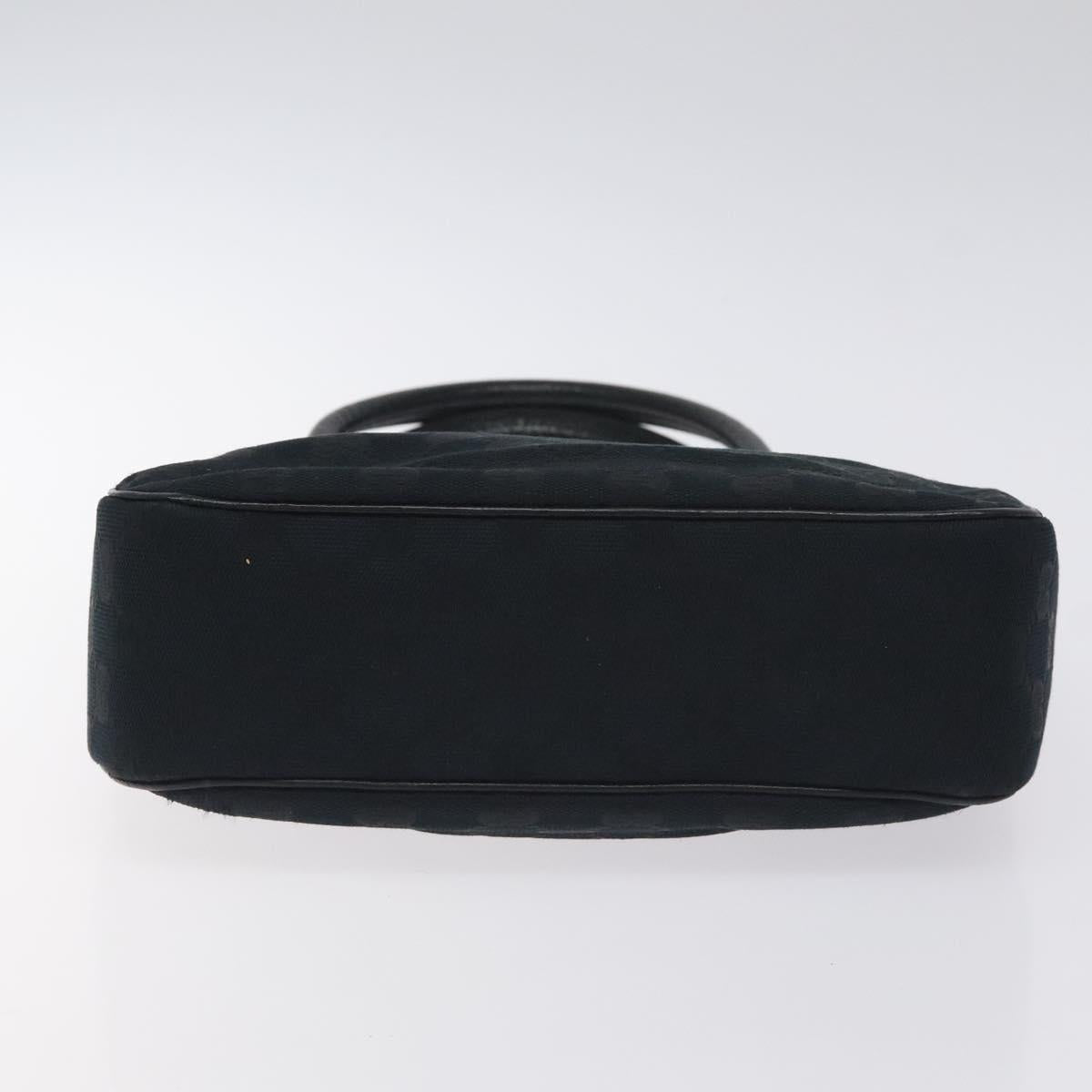 GUCCI GG Canvas Jackie Hand Bag Black Silver 145817 Auth 129466