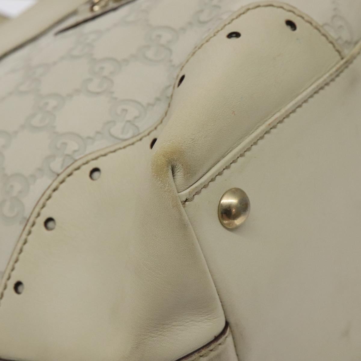 GUCCI GG Canvas Guccissima Tote Bag Leather White Gold 145993 Auth 129473