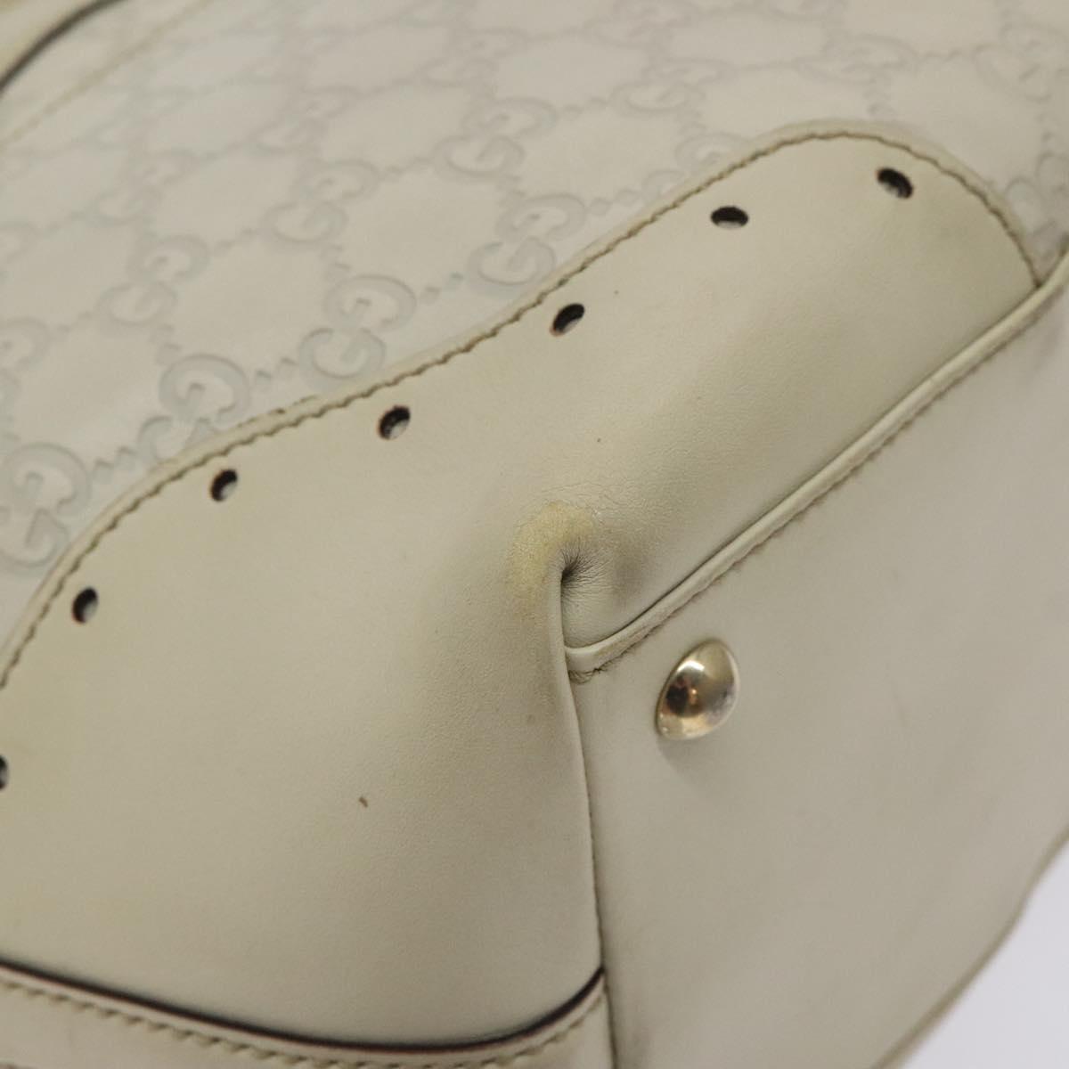 GUCCI GG Canvas Guccissima Tote Bag Leather White Gold 145993 Auth 129473
