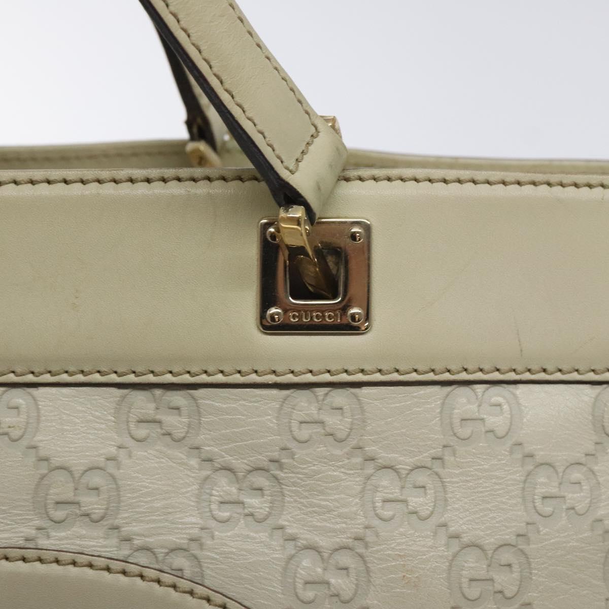 GUCCI GG Canvas Guccissima Tote Bag Leather White Gold 145993 Auth 129473