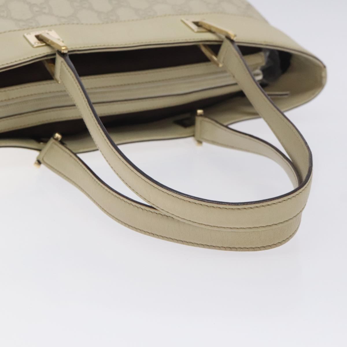 GUCCI GG Canvas Guccissima Tote Bag Leather White Gold 145993 Auth 129473