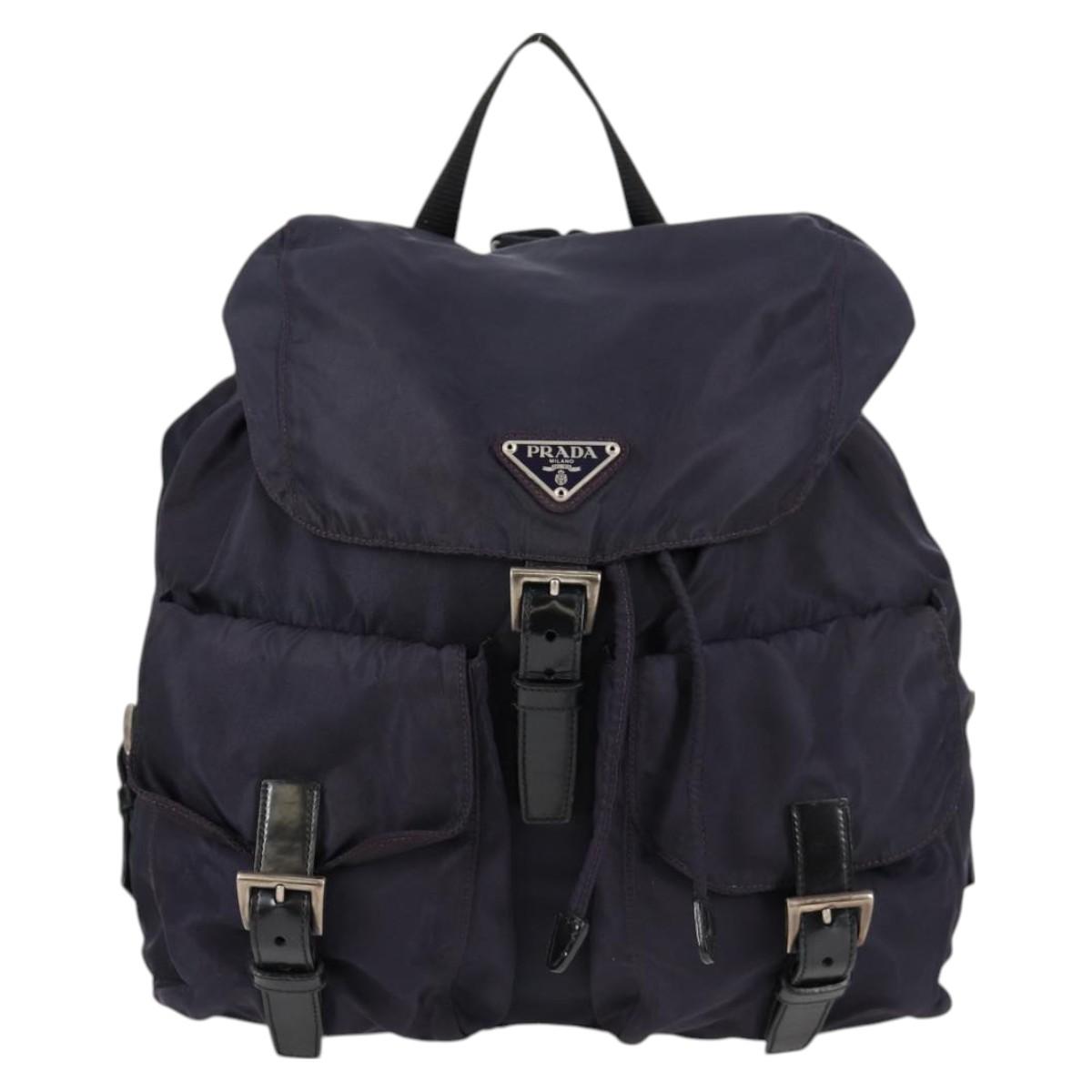PRADA Backpack Nylon Purple Silver Auth 129478V