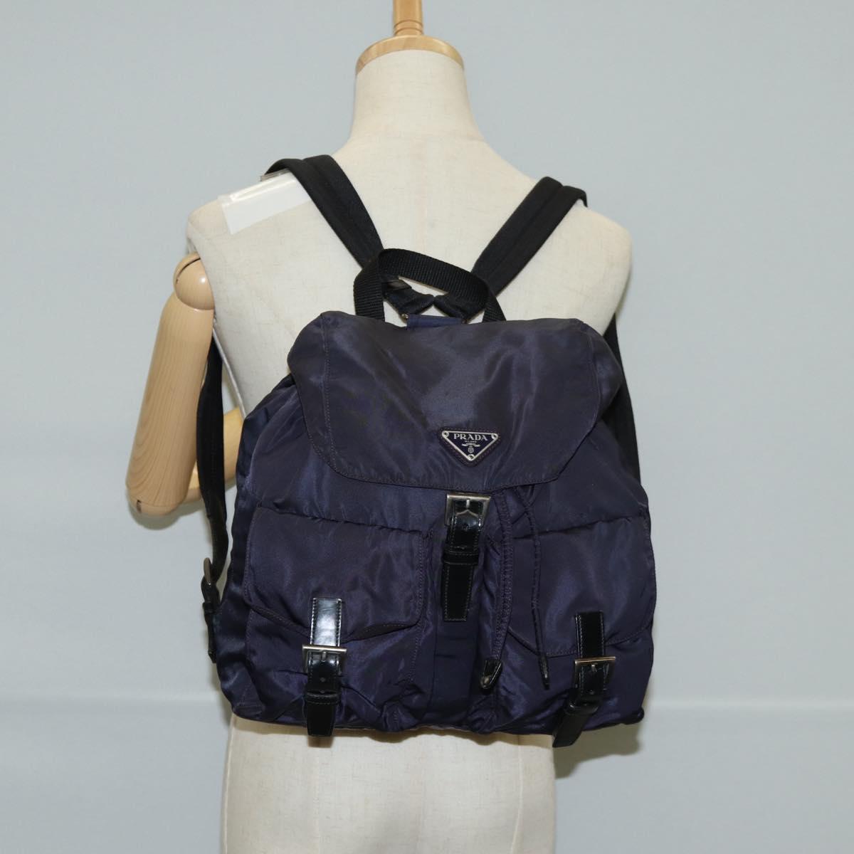 PRADA Backpack Nylon Purple Silver Auth 129478V