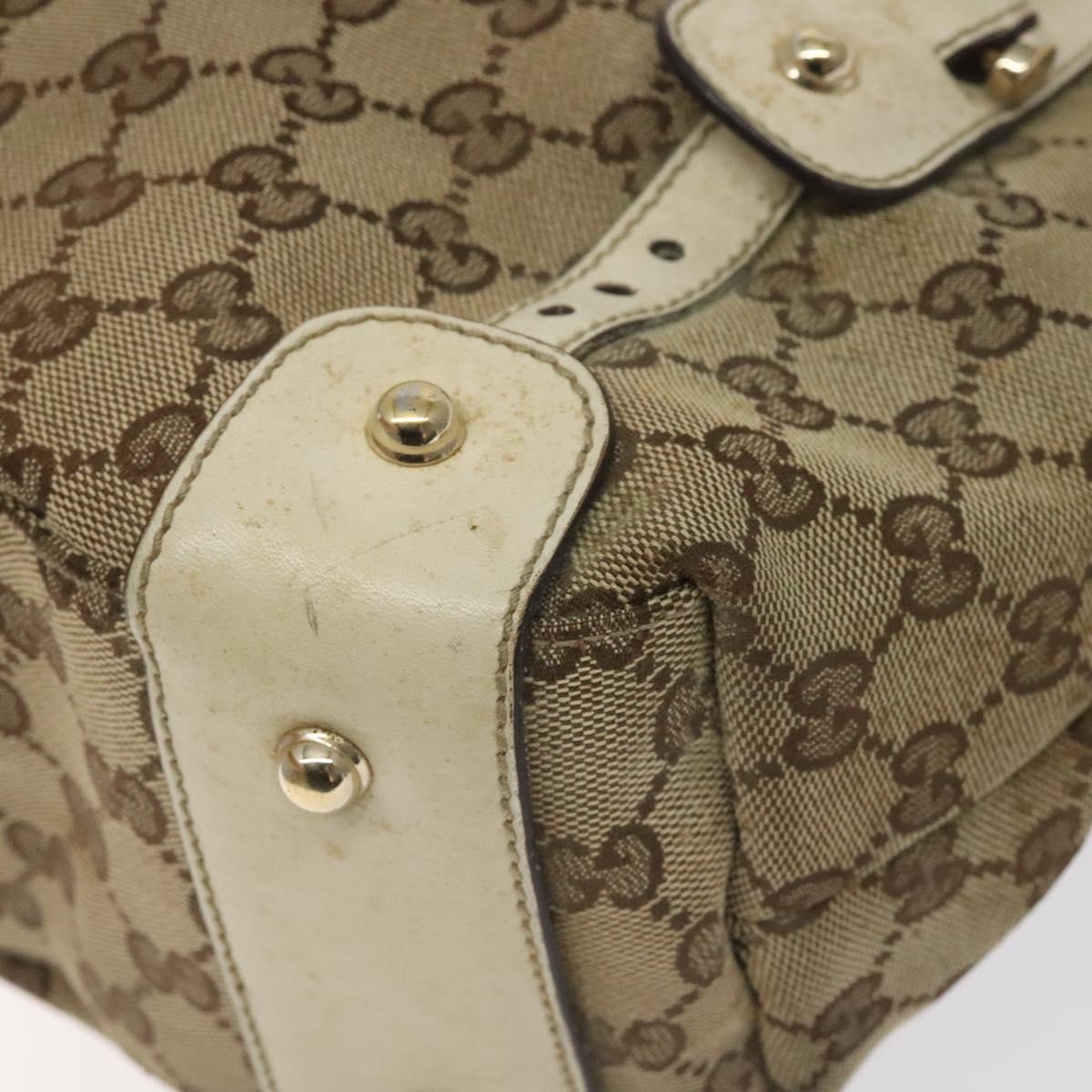 GUCCI GG Canvas Horsebit Tote Bag Gold Beige 162900 Auth 129497