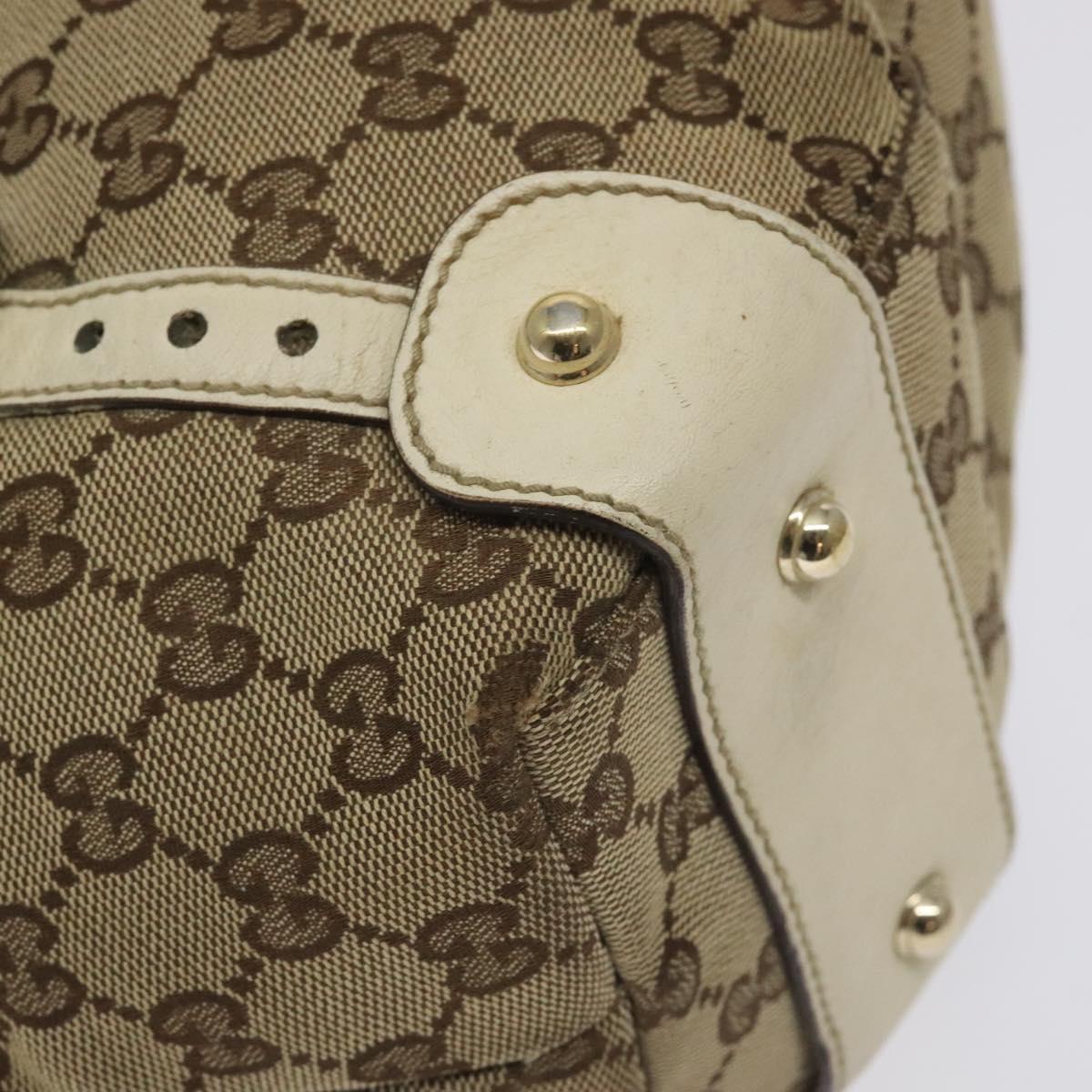 GUCCI GG Canvas Horsebit Tote Bag Gold Beige 162900 Auth 129497