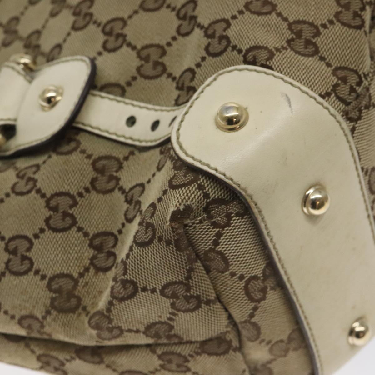 GUCCI GG Canvas Horsebit Tote Bag Gold Beige 162900 Auth 129497