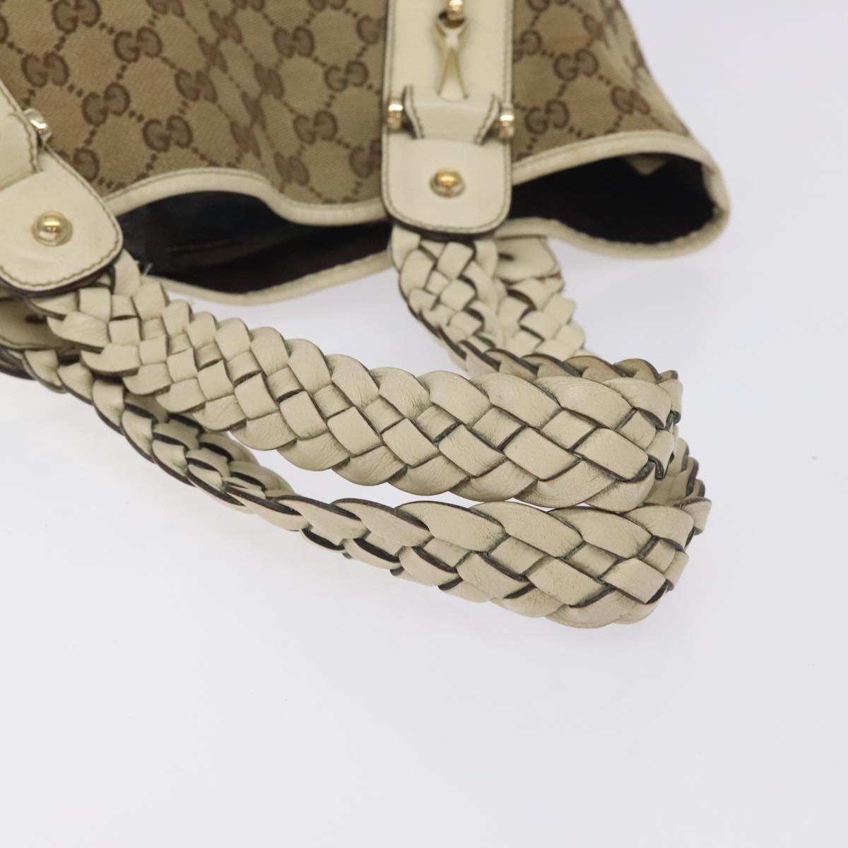 GUCCI GG Canvas Horsebit Tote Bag Gold Beige 162900 Auth 129497