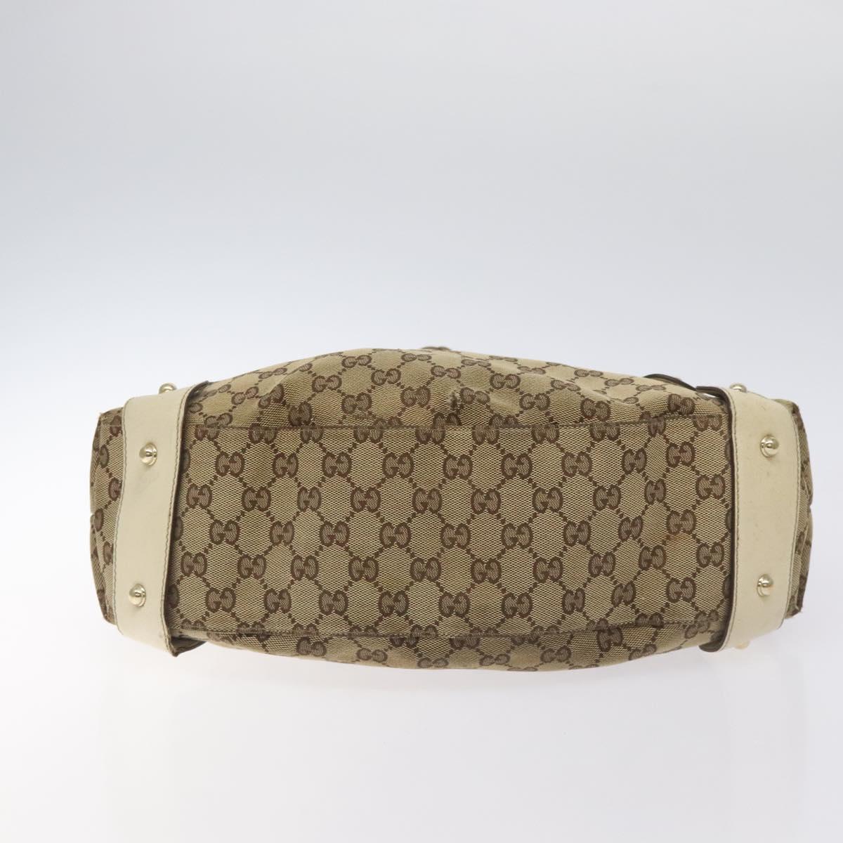 GUCCI GG Canvas Horsebit Tote Bag Gold Beige 162900 Auth 129497