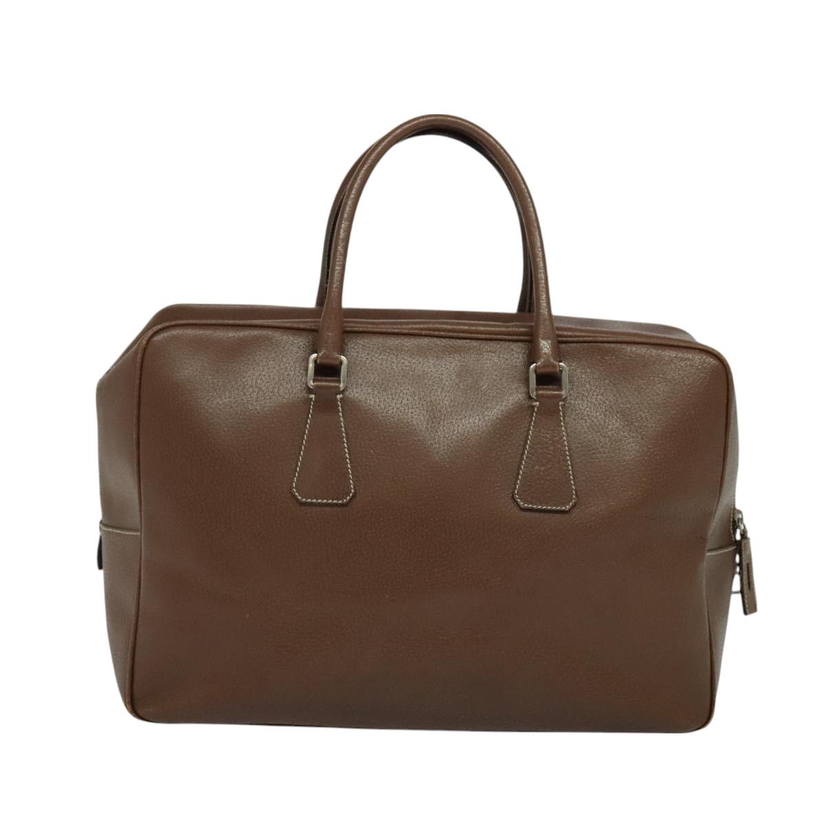 PRADA Boston Bag Leather Brown Auth 129509