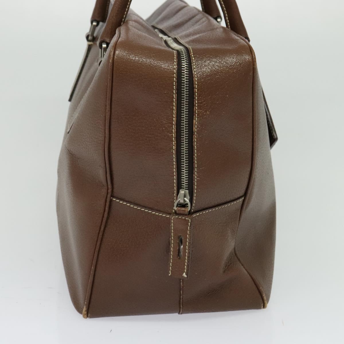 PRADA Boston Bag Leather Brown Auth 129509