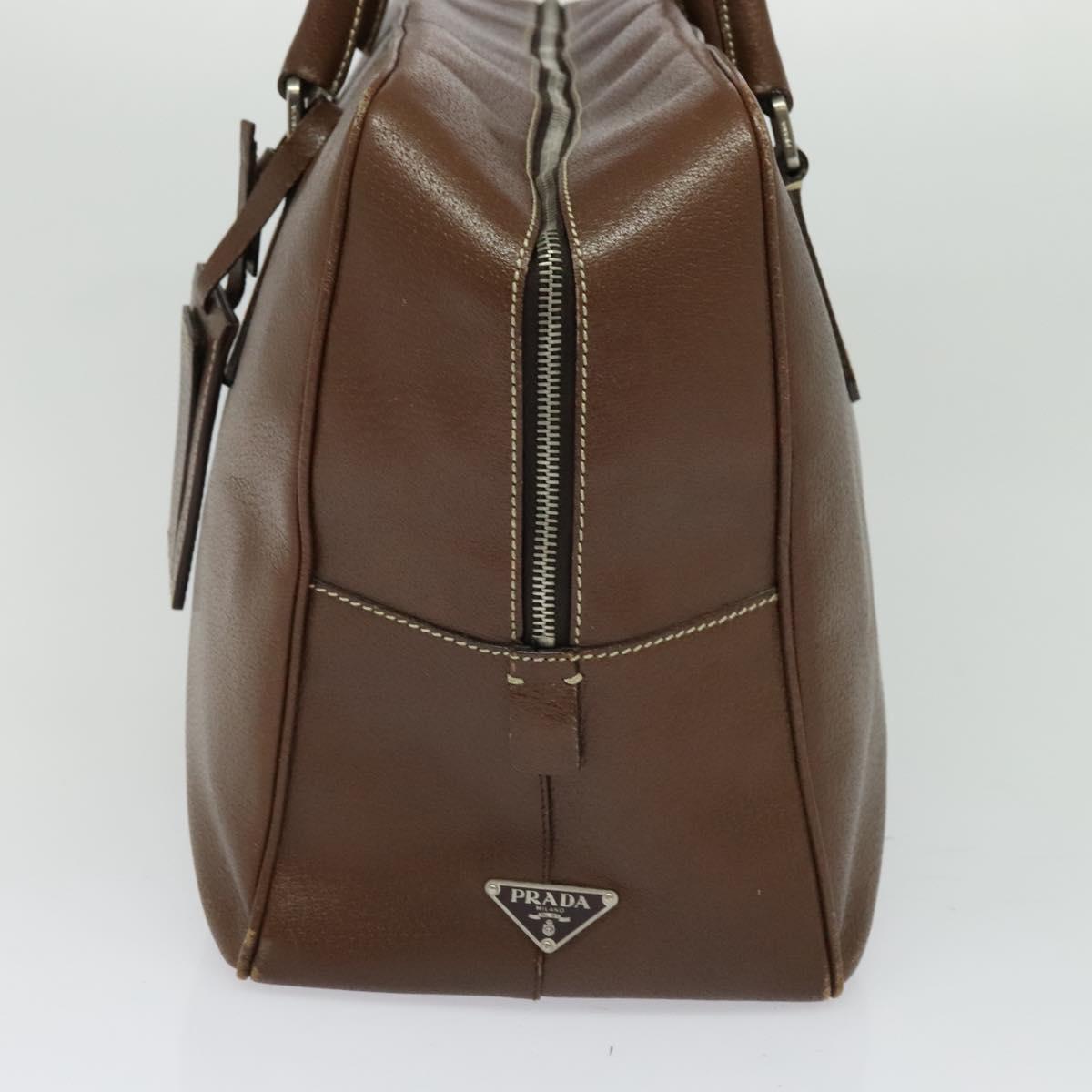 PRADA Boston Bag Leather Brown Auth 129509