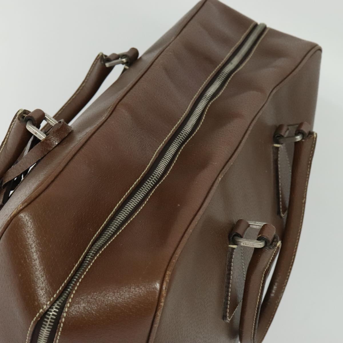 PRADA Boston Bag Leather Brown Auth 129509