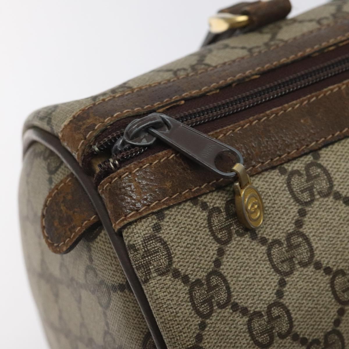 GUCCI GG Supreme Web Sherry Line Hand Bag PVC Beige Gold 40 3842 Auth 129518