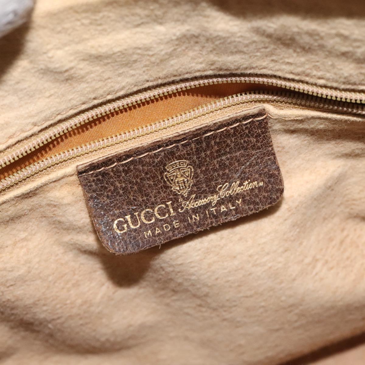 GUCCI GG Supreme Web Sherry Line Hand Bag PVC Beige Gold 40 3842 Auth 129518