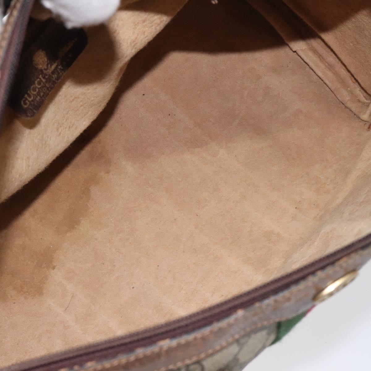 GUCCI GG Supreme Web Sherry Line Hand Bag PVC Beige Gold 40 3842 Auth 129518
