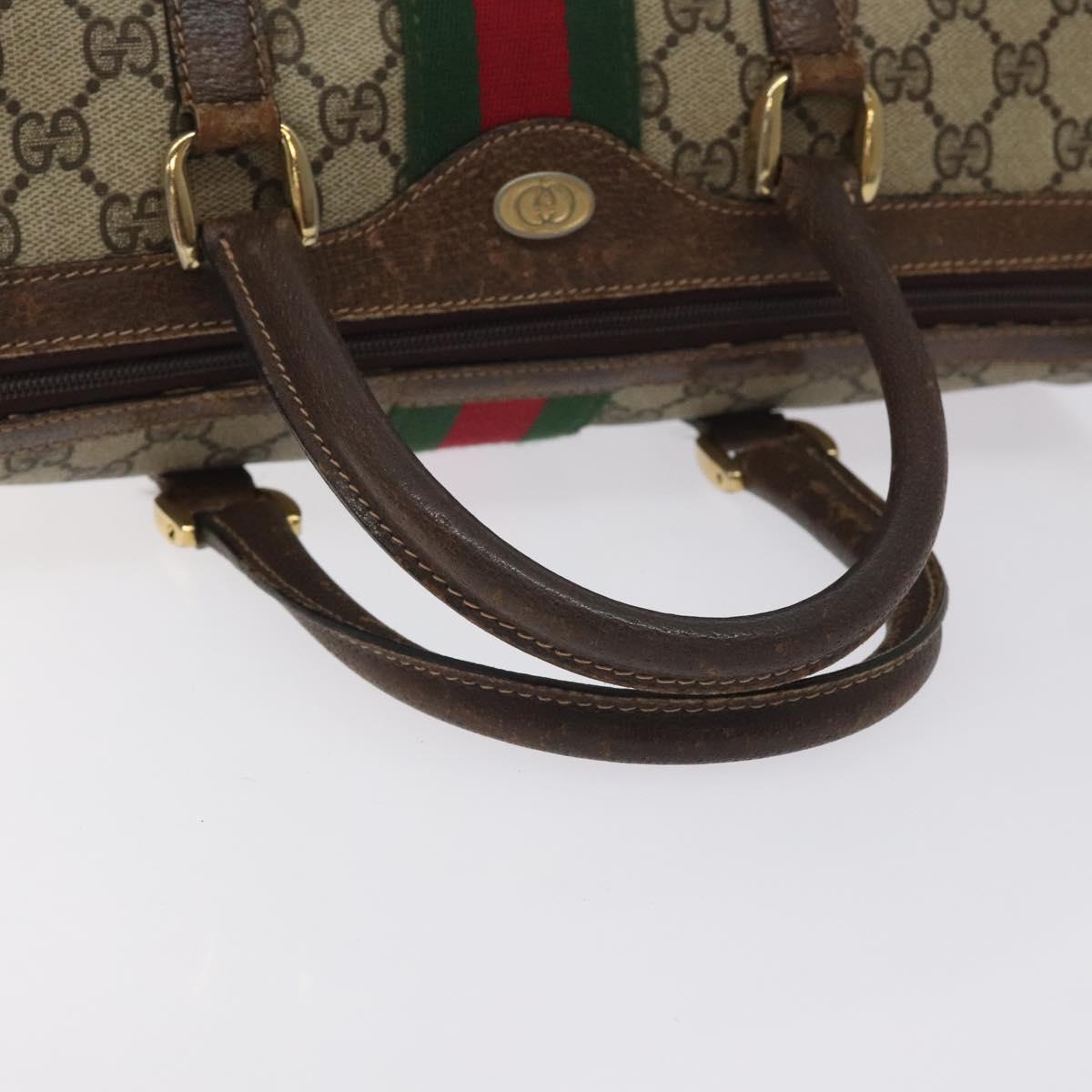 GUCCI GG Supreme Web Sherry Line Hand Bag PVC Beige Gold 40 3842 Auth 129518