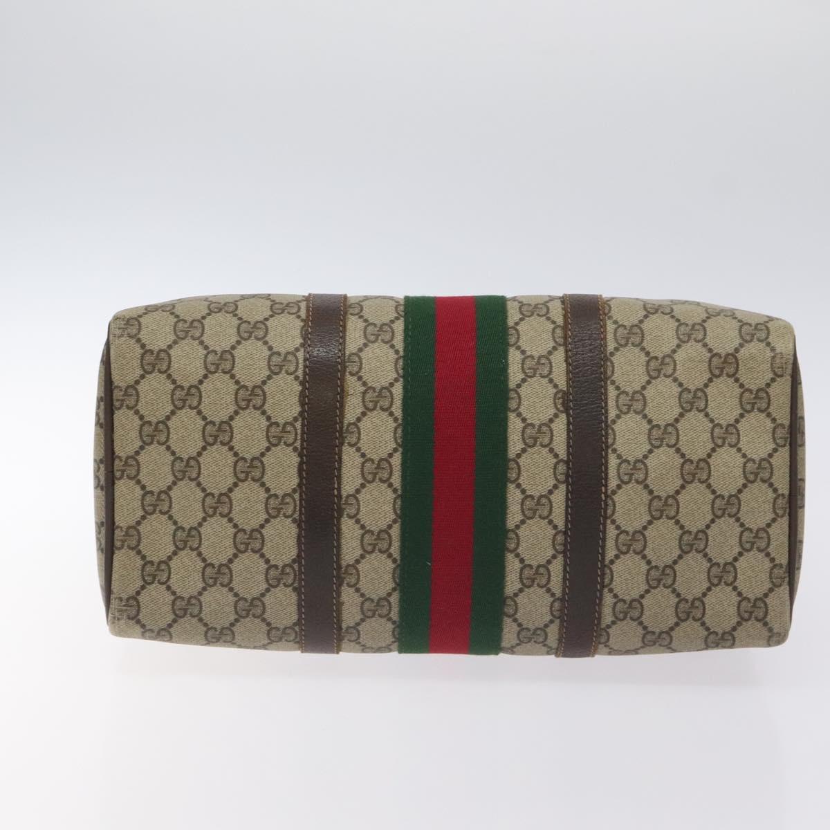 GUCCI GG Supreme Web Sherry Line Hand Bag PVC Beige Gold 40 3842 Auth 129518