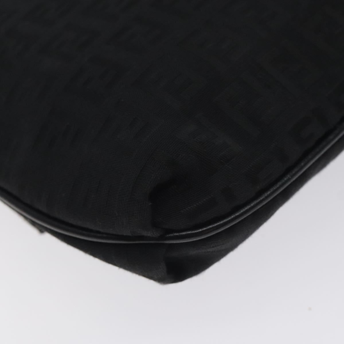 FENDI Zucchino Canvas Shoulder Bag Black Auth 129524V