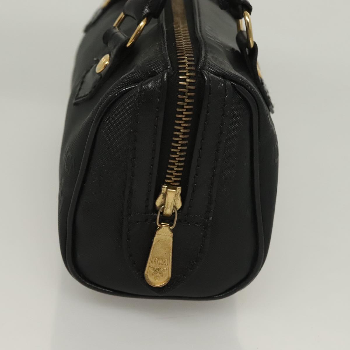MCM Vicetos Logogram Hand Bag PVC 2way Black Gold Auth 129547