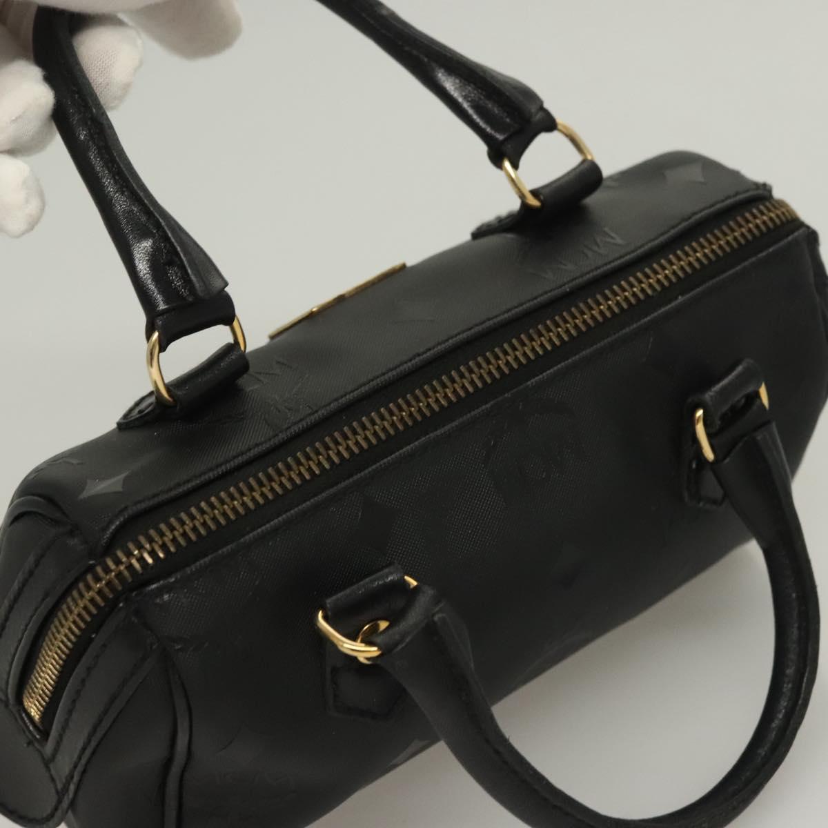 MCM Vicetos Logogram Hand Bag PVC 2way Black Gold Auth 129547