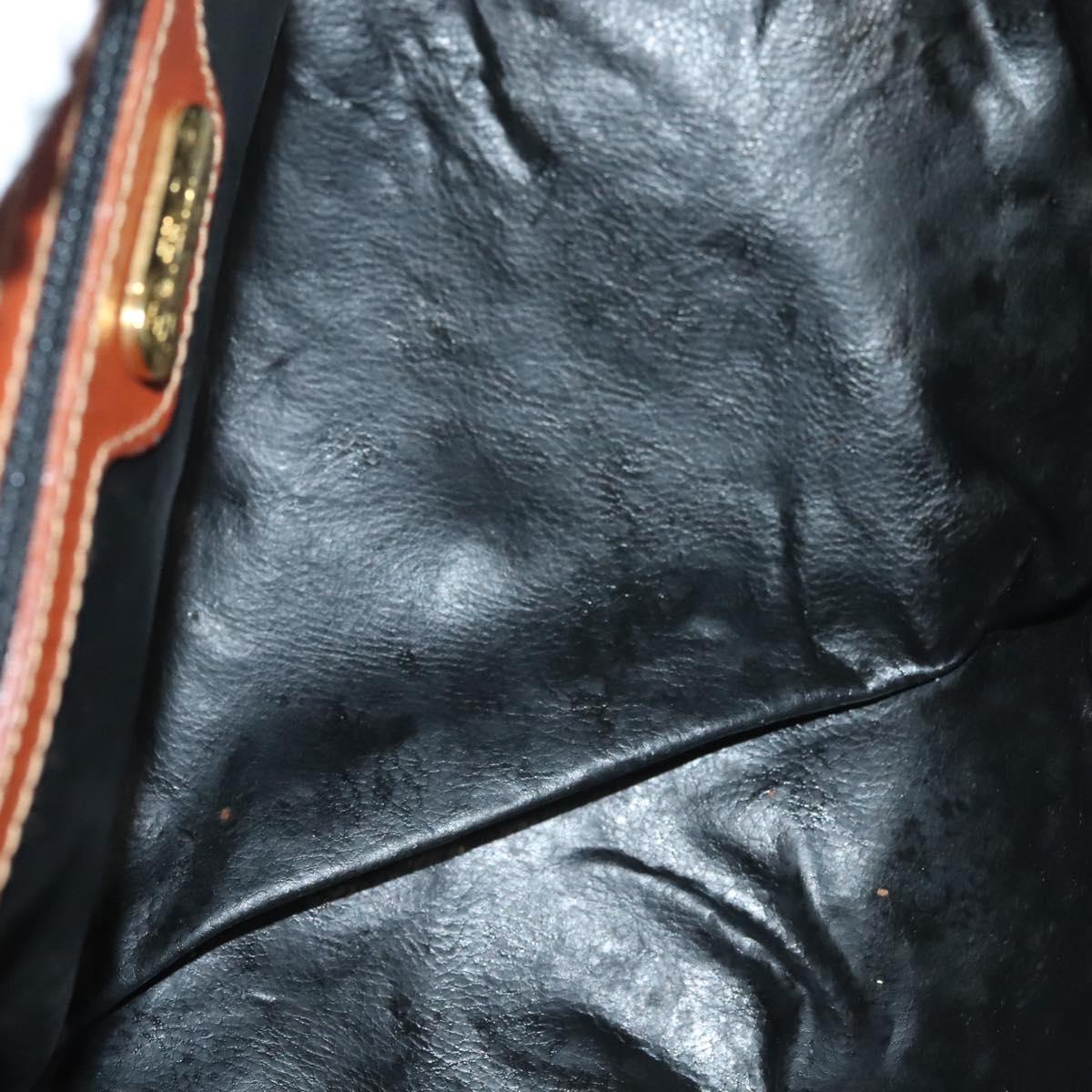 FENDI Pecan Canvas Hand Bag Black Brown Auth 129549