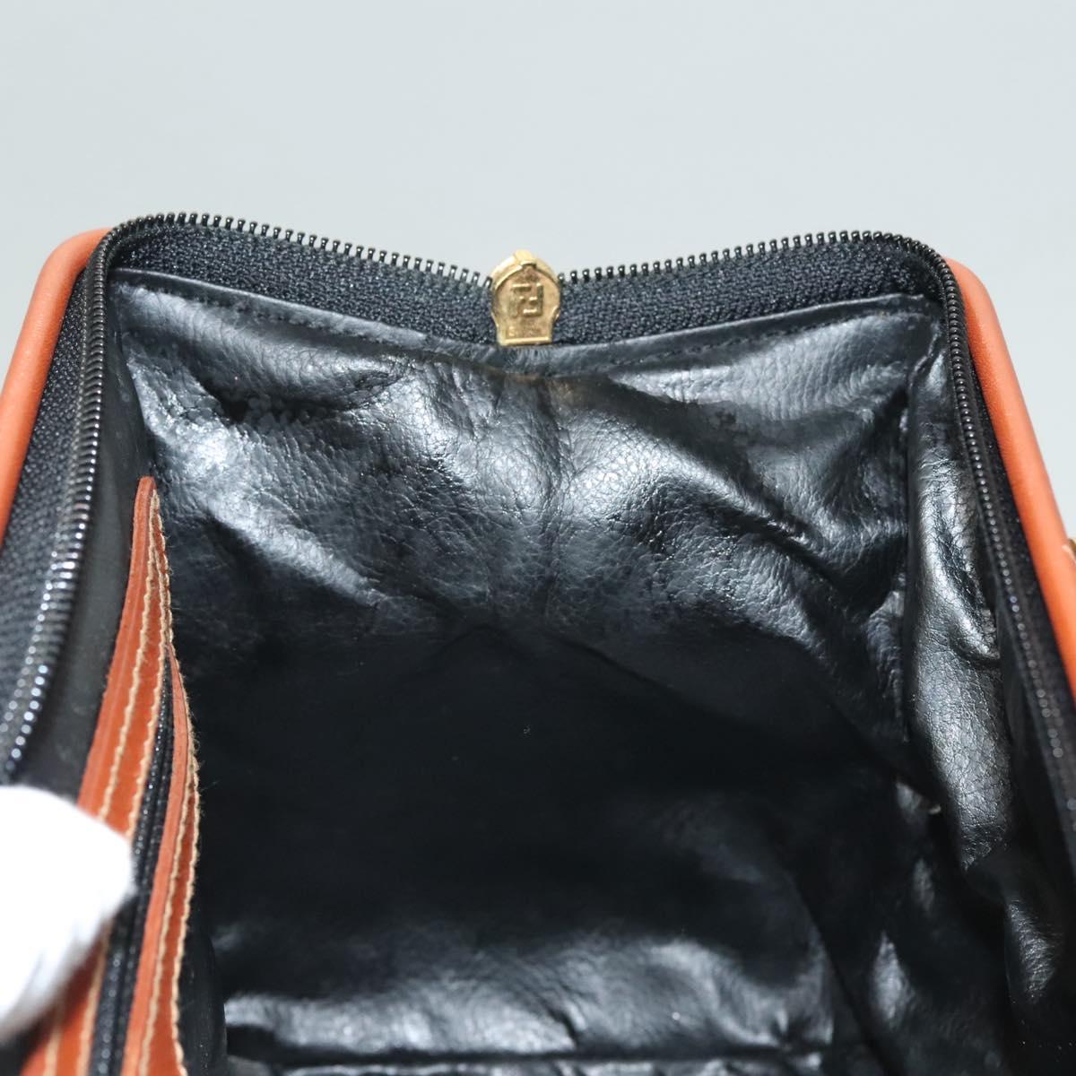 FENDI Pecan Canvas Hand Bag Black Brown Auth 129549
