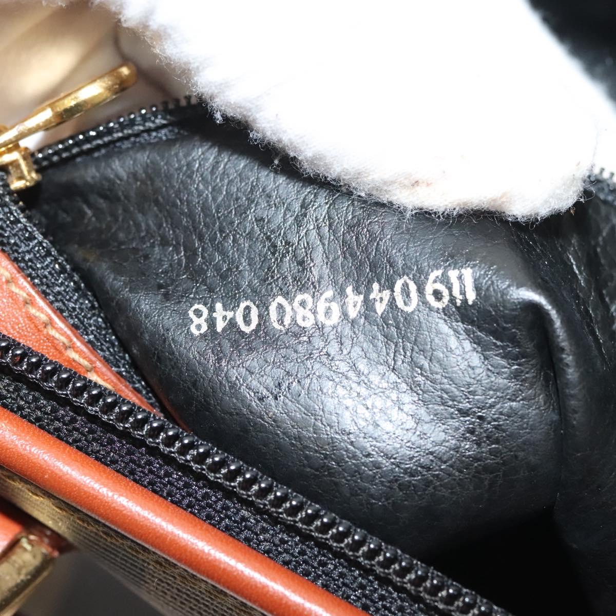 FENDI Pecan Canvas Hand Bag Black Brown Auth 129549