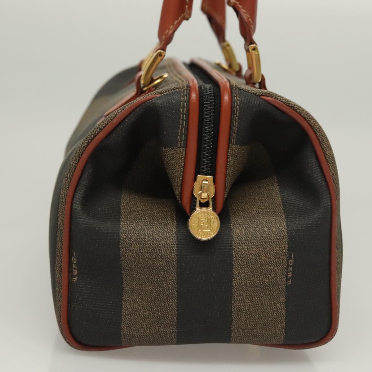 FENDI Pecan Canvas Hand Bag Black Brown Auth 129549