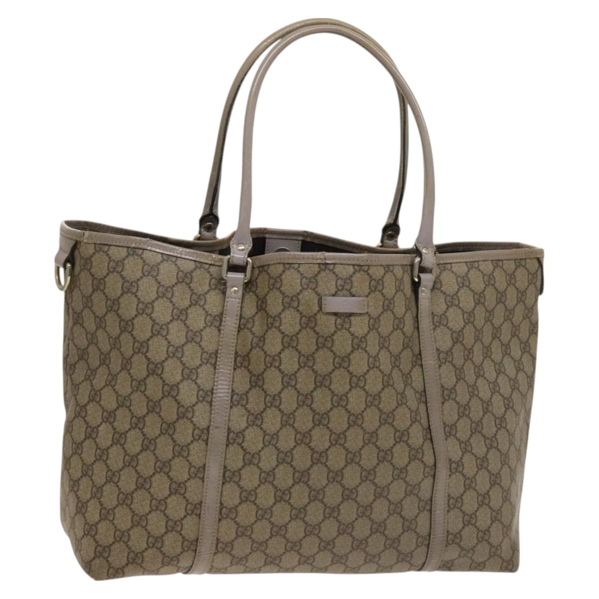 GUCCI GG Supreme Tote Bag PVC Beige Gold 197954 Auth 129554