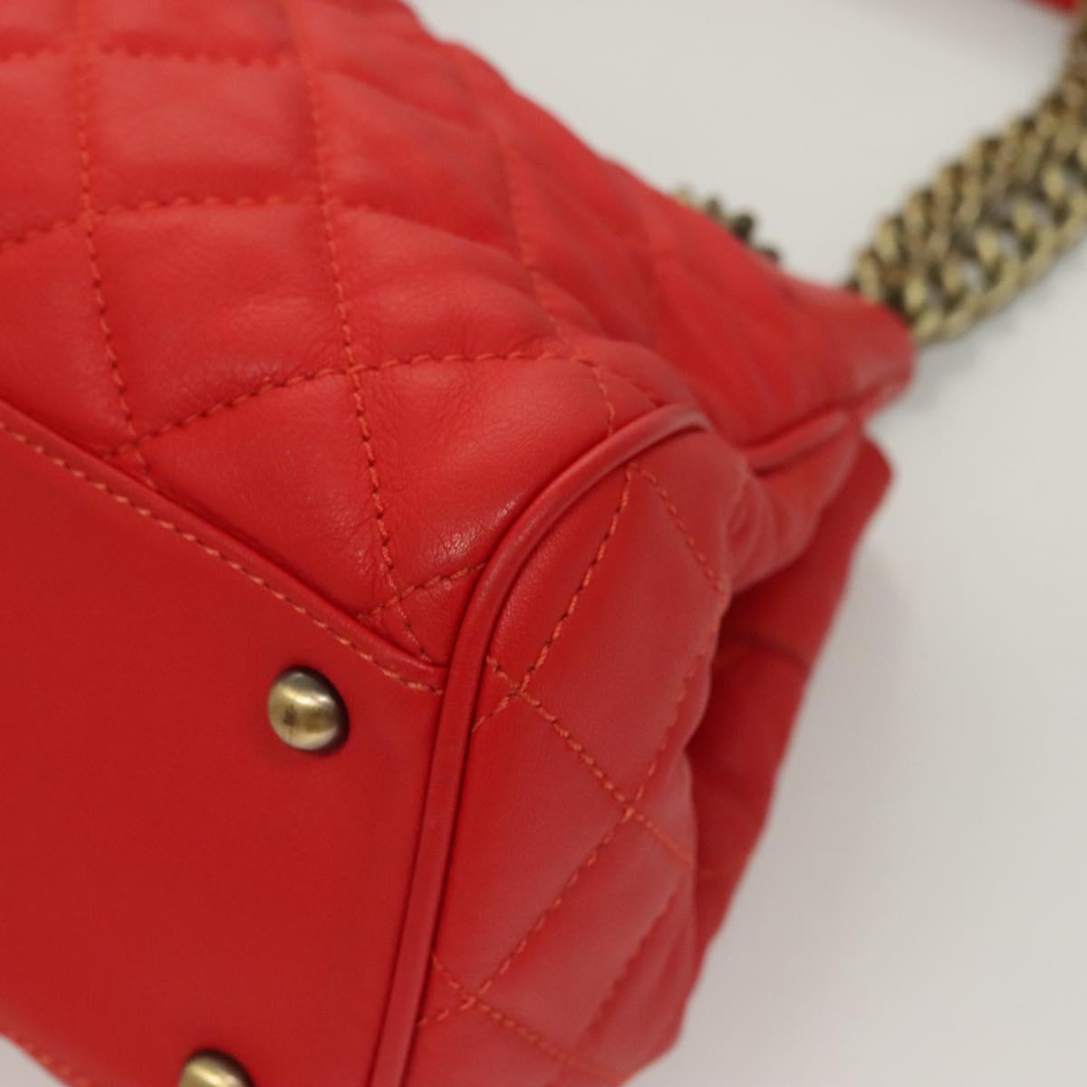 MCM Chain Shoulder Bag Leather Red Auth 129555